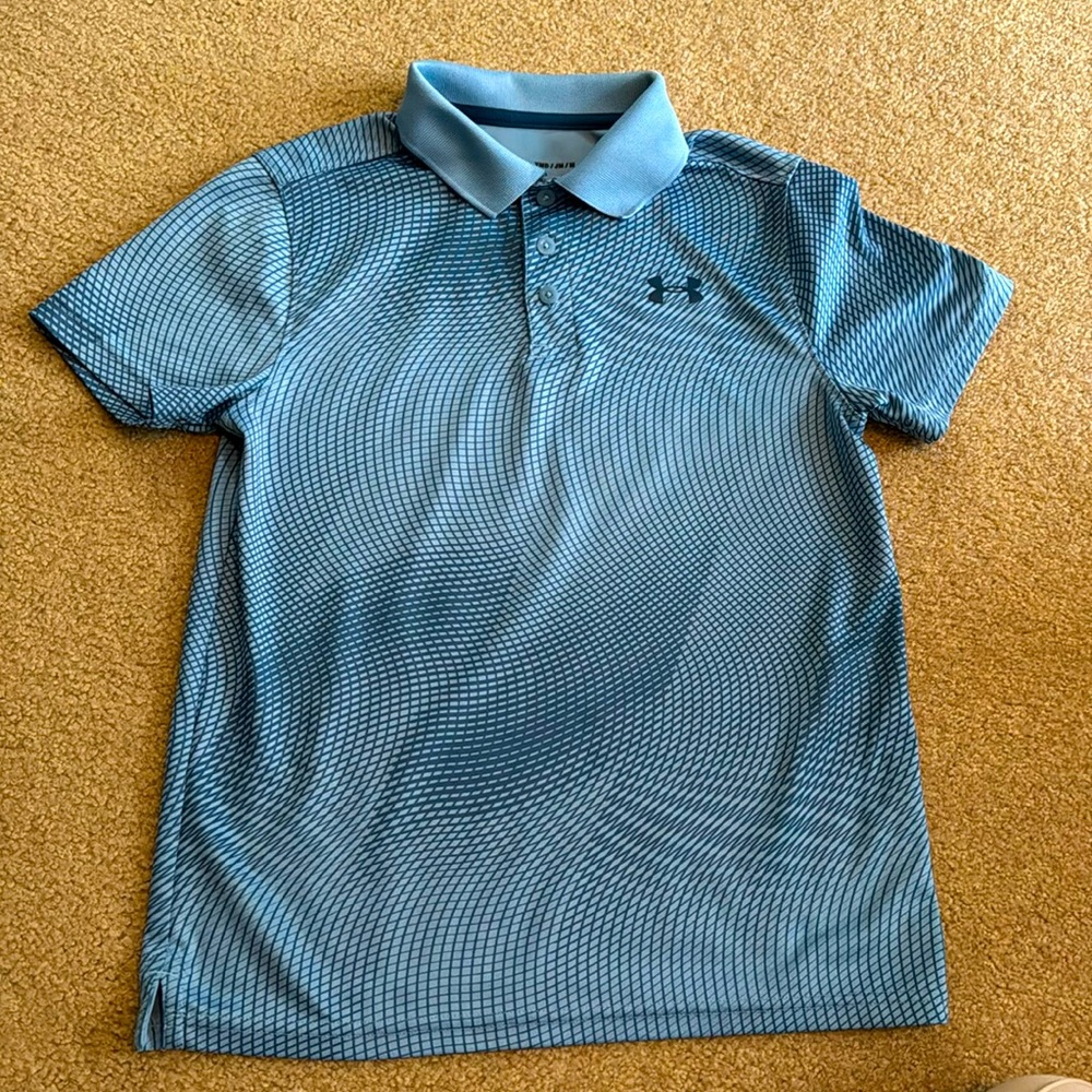 Under armour blue youth boys heat gear fabric size youth medium